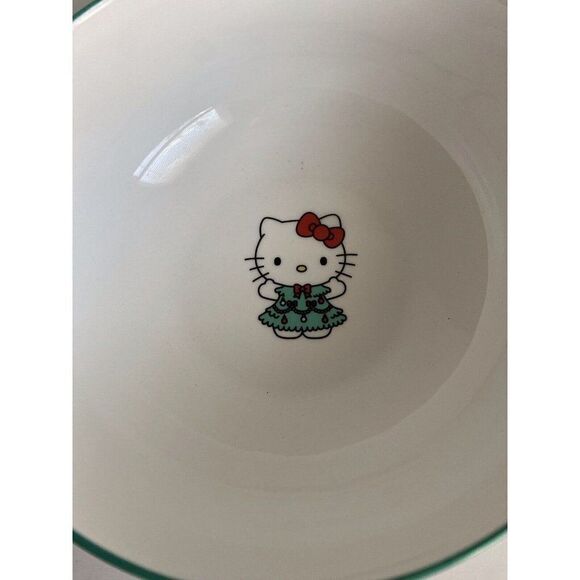 Set Of 2 Sanrio Hello Kitty Ceramic 27 Oz Bowl Christmas Tree Dress Snowflake - Picture 7 of 13